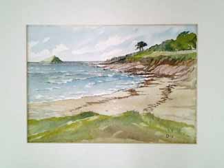 A watercolour entitled - Wembury Bay