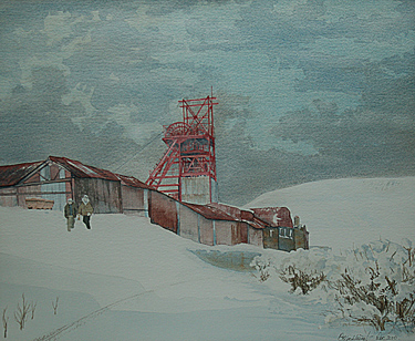 A watercolour entitled - Big Pit