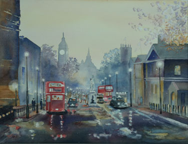 A watercolour entitled - London, Whitehall