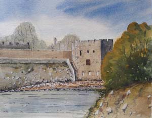 Watercolour - entitled - Artillery Tower and Firestone Bay, Stonehouse, Plymouth